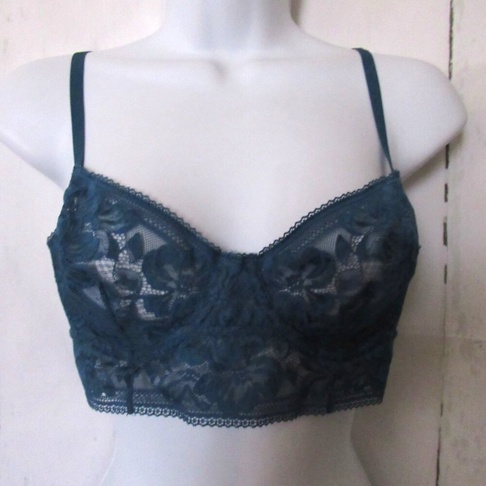 Intimately Free People‎ Bra 34C Blue Lace Underwire Longline Convertible J Hook